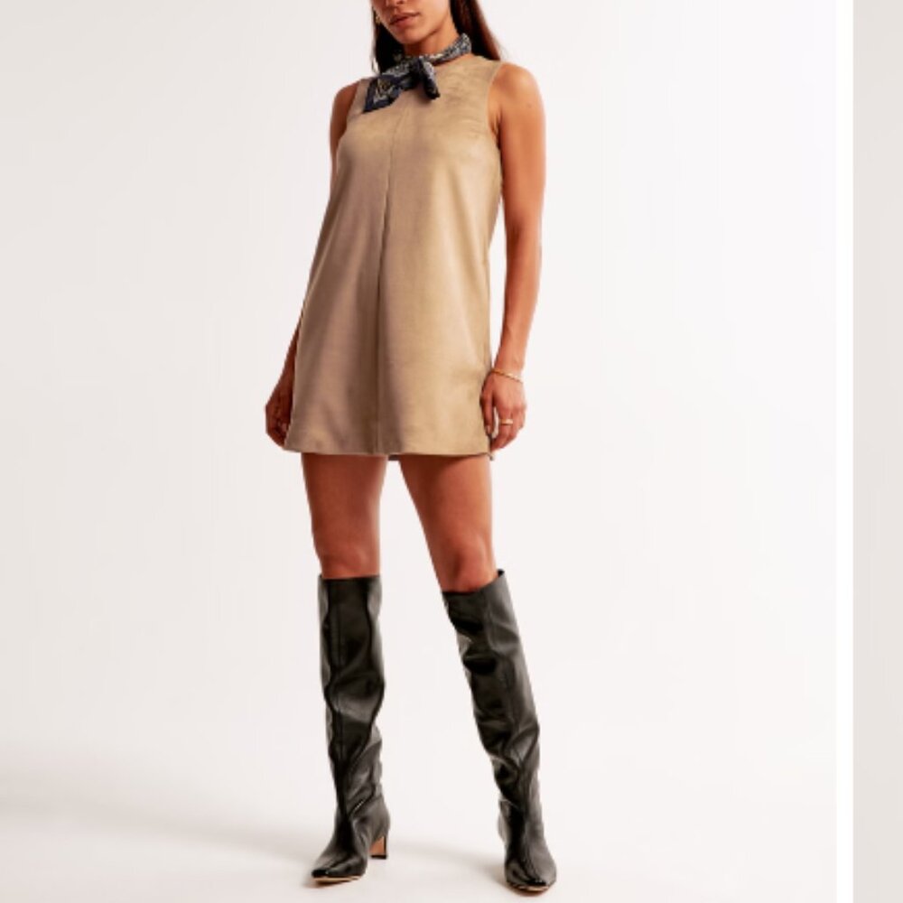 Talbots - Faux Suede Pinafore Dress- Size Medium - Brown Faux Suede